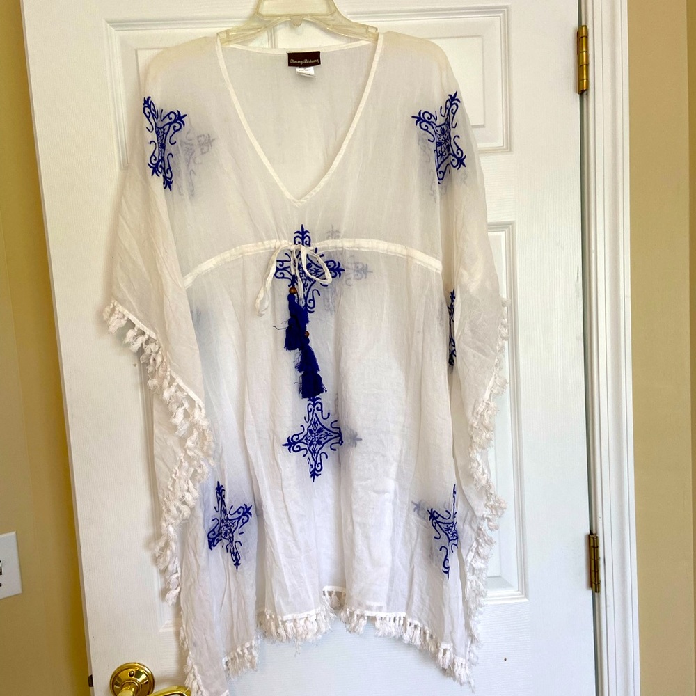 NWOT Tommy Bahama Coverup White Blue Beach Swim Boho